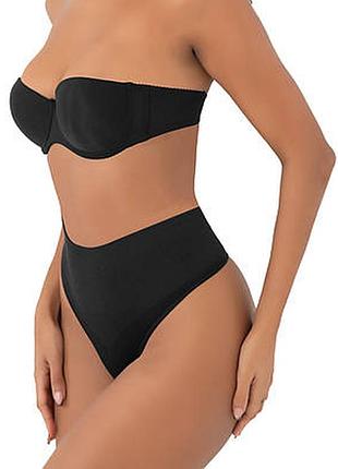 Комбинированный черный купальник балконет 85d