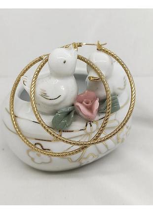 Серьги кольца конго золотистые 5 см