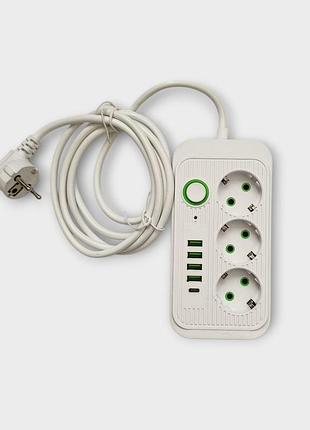 Мережевий фільтр, подовжувач на 3 розетки, 2 м, 2000 вт