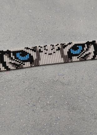 Браслет из бисера "белый тигр"