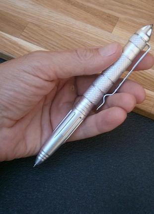 Ручка тактическая металлическая со стеклобоем tactic Extreme серебро