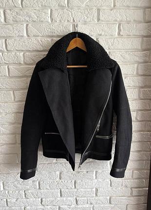 Шерстяне шкіряна дублянка куртка косуха sandro