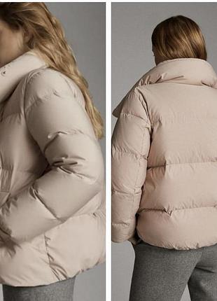 Пуховик жіночий пудровий massimo dutti xs