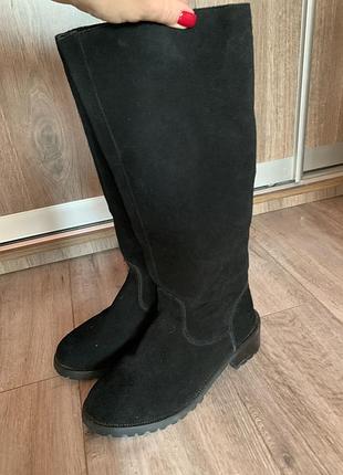 Зимние замшевые сапоги натуральный замш