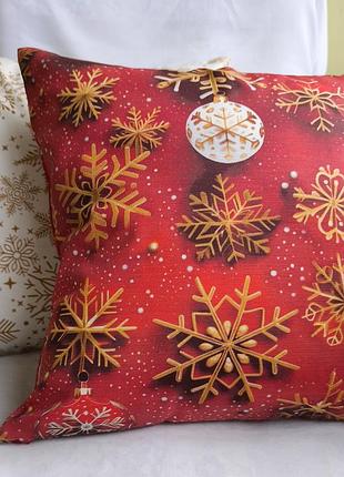 Набор новогодних наволочек 40*40 снежинки для декора