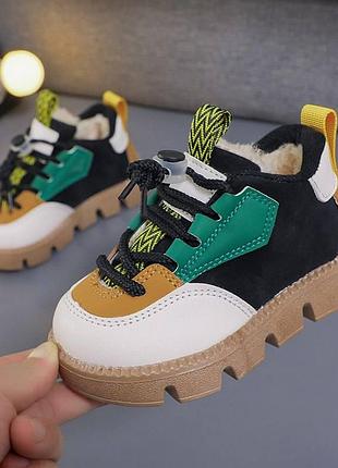 Ботинки 95, р.21,22,23,24,25,26,28,29,30, эко-кожа+нубук+мех, комбинированный