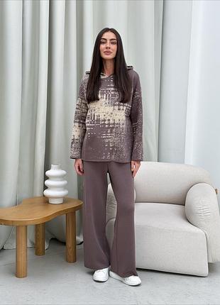 ❗️ 7 кольорів ❗️ жіночий костюм вʼязаний худі і штани акрил бавовна можна купити окремо зима осінь графітовий блакитний коричневий молочний хакі