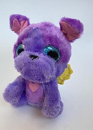 Мягкая игрушка глазастик hatchimals собачка фиолетовая с крылышками
