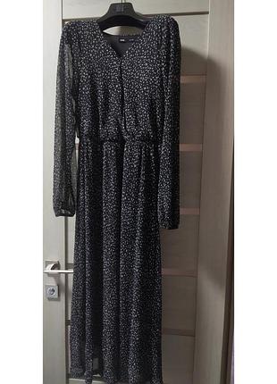 Женское платье плиссе макси миди черное на запах