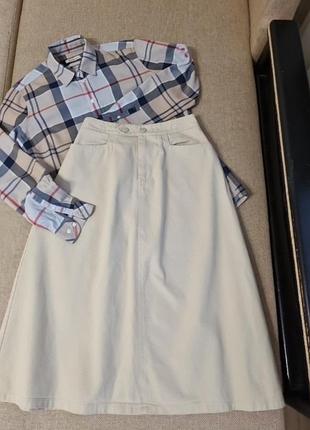 Джинсовая юбка миди а силуэт