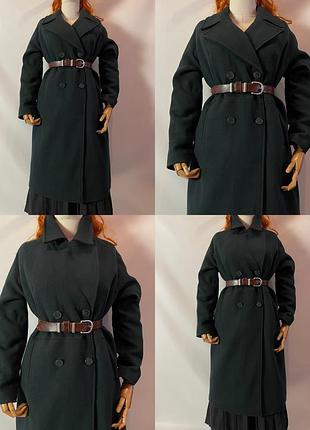 Швеція тепле вовняне смарагдове двобортне пальто з вовни