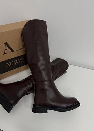 Натуральные кожаные сапоги еврозима цвета молочный шоколад