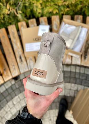 Угги ugg light grey metallic suede 6