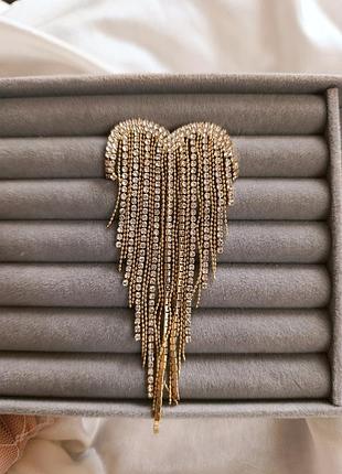 Шикарна блискуча брошка із камінням сердце ❤️