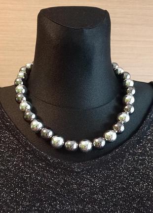 Женское зеркальное серебристое ожерелье