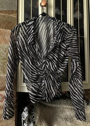 Прозора блуза у принт зебри