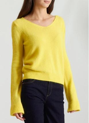 Лимонно жовтий джемпер лонгслів з v-подібним вирізом унісекс класика