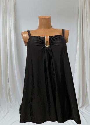 Майка сукня чорна для плавання батальна