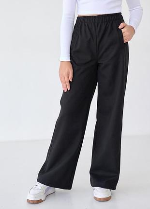 Штани палаццо, кашемір (122-146): чорний, синій графіт