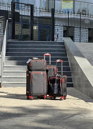 Большой чемодан дорожный тканевый нейлон l польша на колесах wings с подшипником