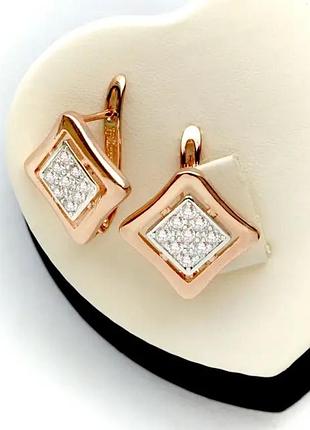 Сережки фірма fallon комбіноване покриття ( медичне золото)