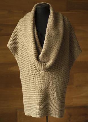 Вовняний бежевий джемпер з хомутом жіночий ralph lauren, розмір l