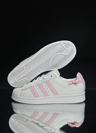 Кросівки  adidas superstar white pink білі з рожевим жіночі