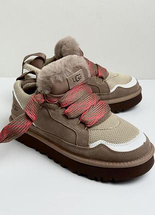 Кросівки ugg lowmel зимові уггі ловмел рожеві шнурки