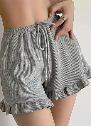 Пижамные шортики. домашние вафельные шортики на каждый день. размер: s, m, l, xl, xxl. цвет: черный, свет серый, белый.
