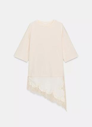 Футболка жіноча бежева мереживна zara new