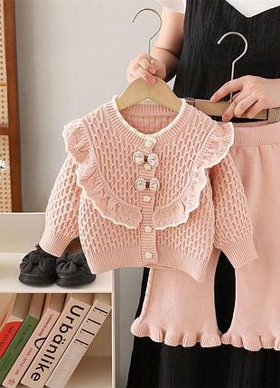 Костюм 102, р.90,100,110,120,130, плотная машинная вязка, пудра