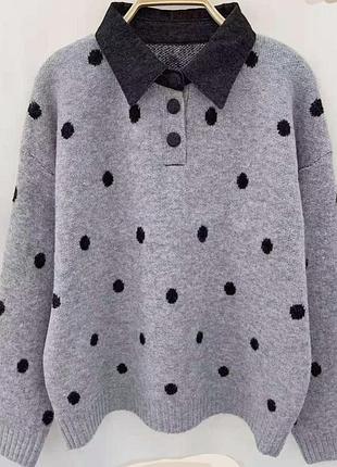 Стильный кашемировый свитер с воротником