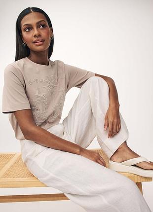 Плотная хлопковая футболка с вышивкой бисером оверсайз next p l