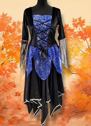 Карнавальный костюм платье ведьма колдунья с паутиной