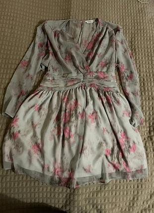 Платье reserved мятного цвета с принтом цветок размер l