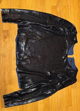 Синя блуза в пайетках зара