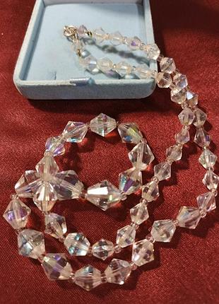 Бусы винтаж времён ссср чешское стекло яблонекс аврора бореалис.