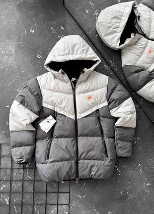 Дутая куртка от nike с капюшоном на зиму, теплая мужская куртка на молнии до -15°c