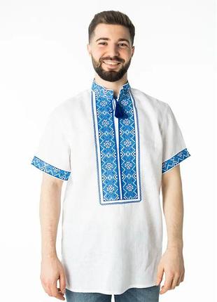 Мужская вышиванка светозар (лен белый)