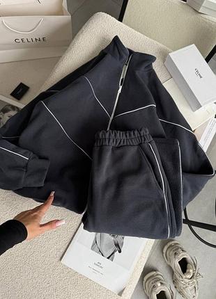 Женский теплый флисовый костюм двойка с кантиками