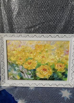 Картина, рози жовті масло живопис