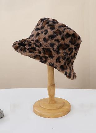 Зимняя женская шляпа-видро / рибацкая шапка / зимняя панама / тедди / леопардовая теплая