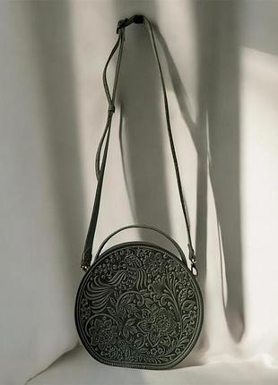 Шкіряна жіноча сумка із тисненням