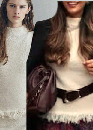 Топ букле с бахромой zara жилетка теплая  жилет р.м