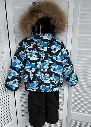 Теплий, якісний зимовий термо комплект для хлопчиків 92-110 літачки