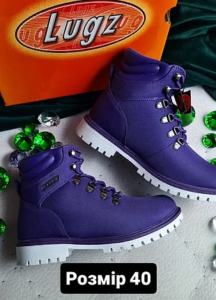 Lugz оригінал фіолетові черевики на антиковзкій тракторній підошві, демісезон