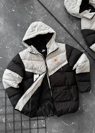 Дута куртка від nike з капюшоном на зиму, тепла чоловіча куртка на змійці до -15°c