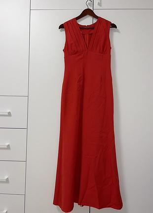 Сукня жіноча елегантна червона в підлогу з декольте s–m