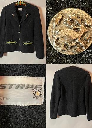 Австрія вінтажний теплий якісний стильний вовняний кардиган жакет піджак блейзер сірого графітового кольору