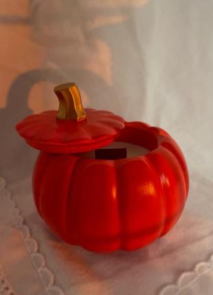 Свічка гарбуз в гіпсовому кашпо